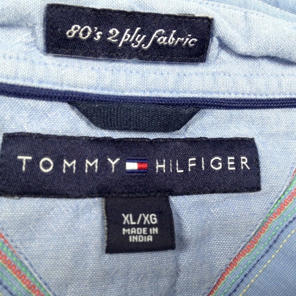 Tommy Hilfiger Shirt 80s 2 Ply Box Logo Summer Fun - Picture 6 of 7